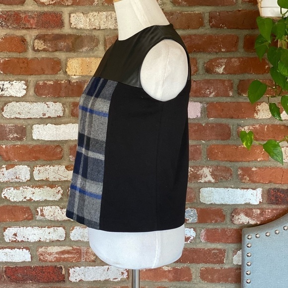 Calvin Klein Sleeveless Blue Black Plaid mixed media top size small - Picture 5 of 10